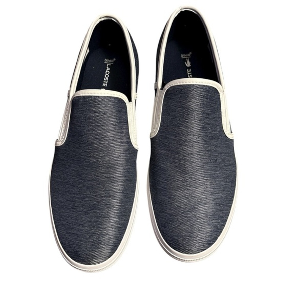 Lacoste Men's Blue and White Slip-On Loafers